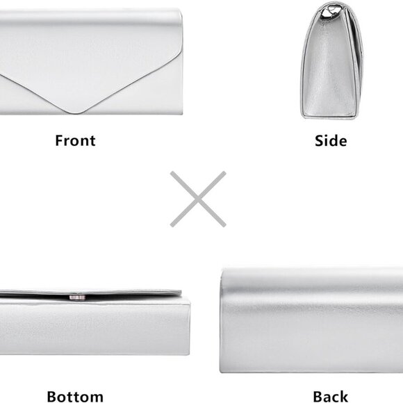 Evening Bag Clutch Purse for Women, Silver Formal Handbag with Crossbody Chain, - Picture 7 of 7